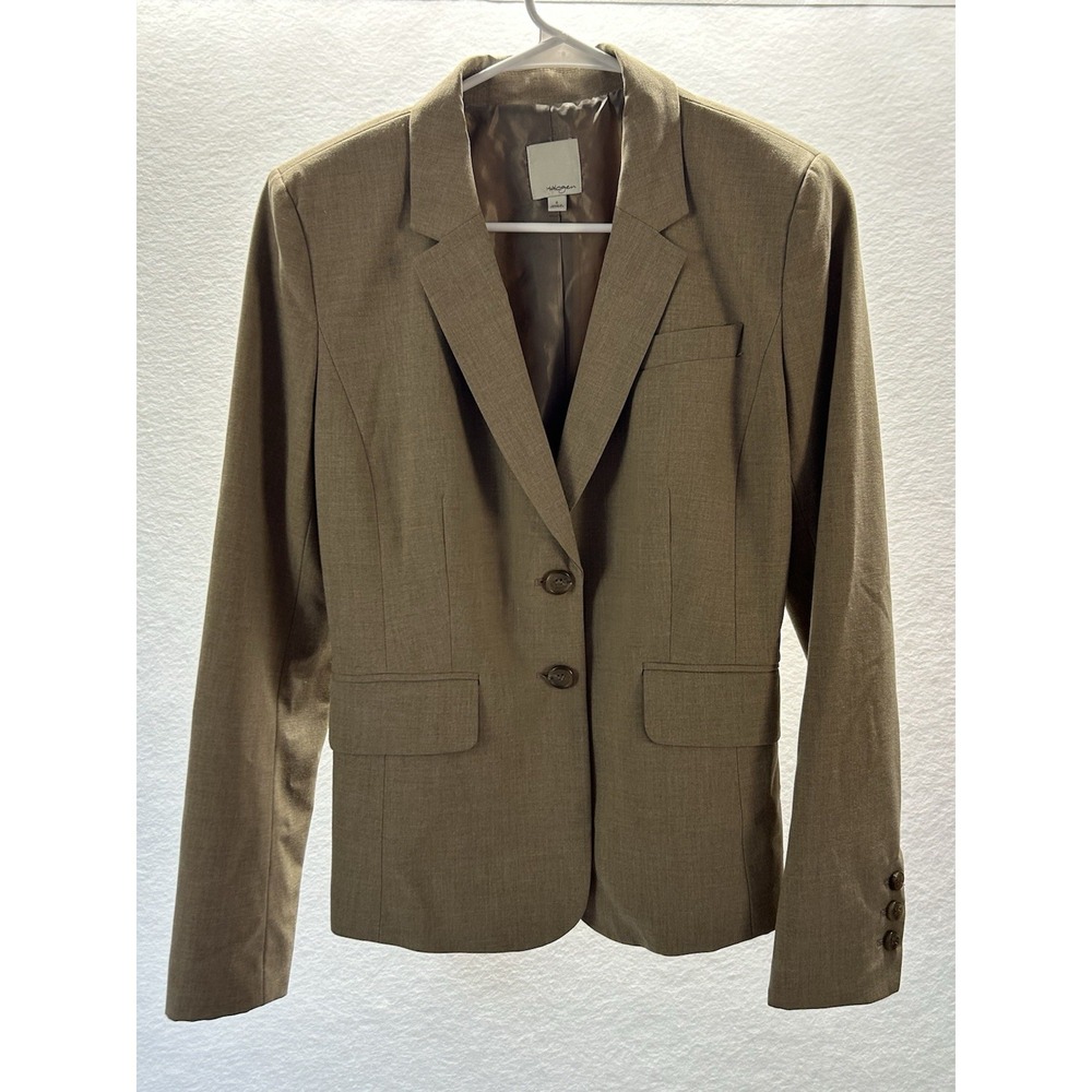 Halogen Women's Size 6 Blazer Tan Two Button Front Classic EUC
